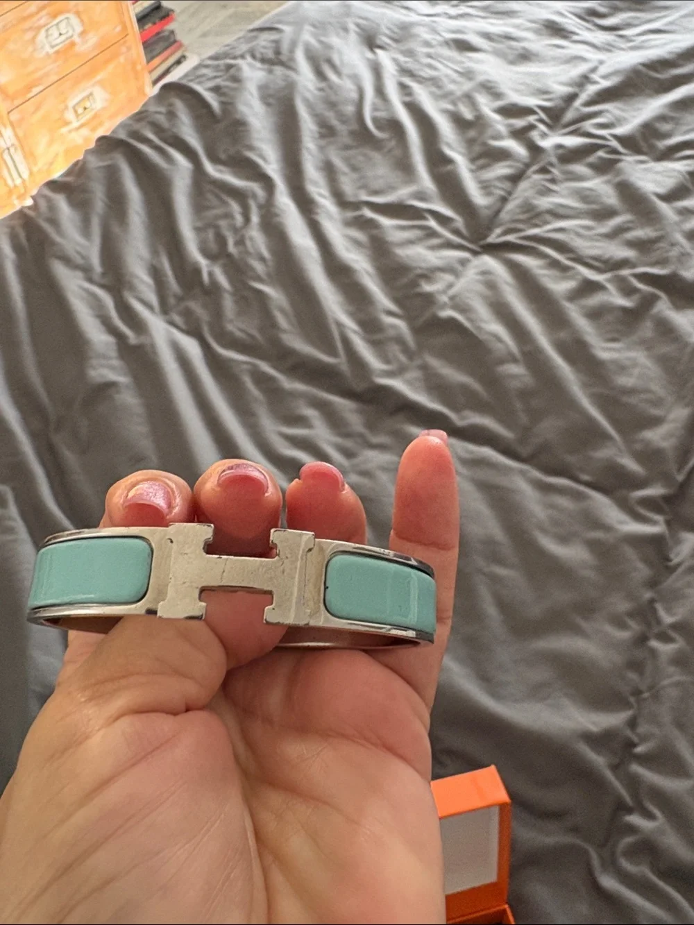 Hermes H Clic Bracelet in Turquoise and Silver